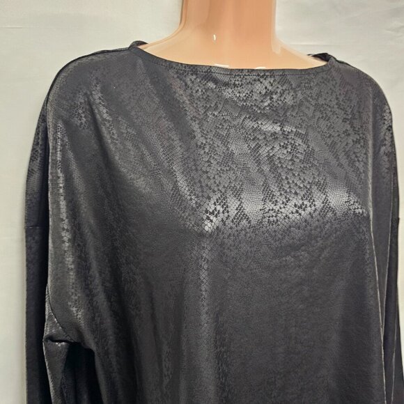 All Saints Faux Leather Oversized Short Top Blouse Shirt Women Size XS Black - Picture 2 of 12
